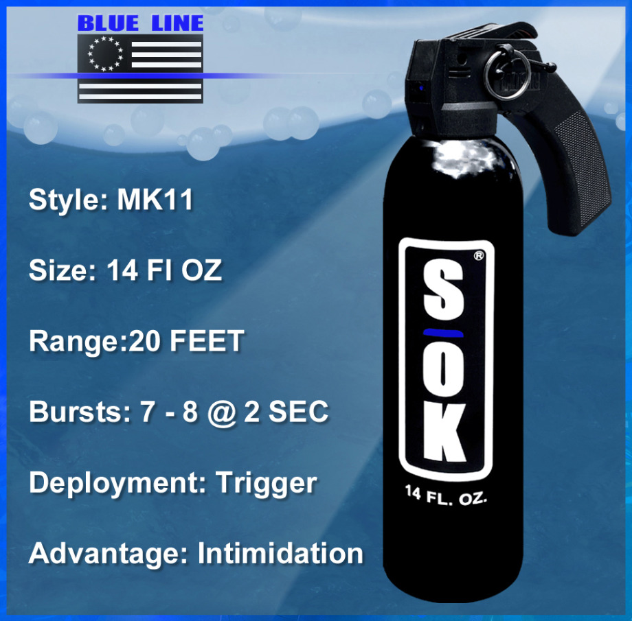 SOK Blue Line Defense Spray 14 FLOZ With Trigger Lethal Defense Alternative 