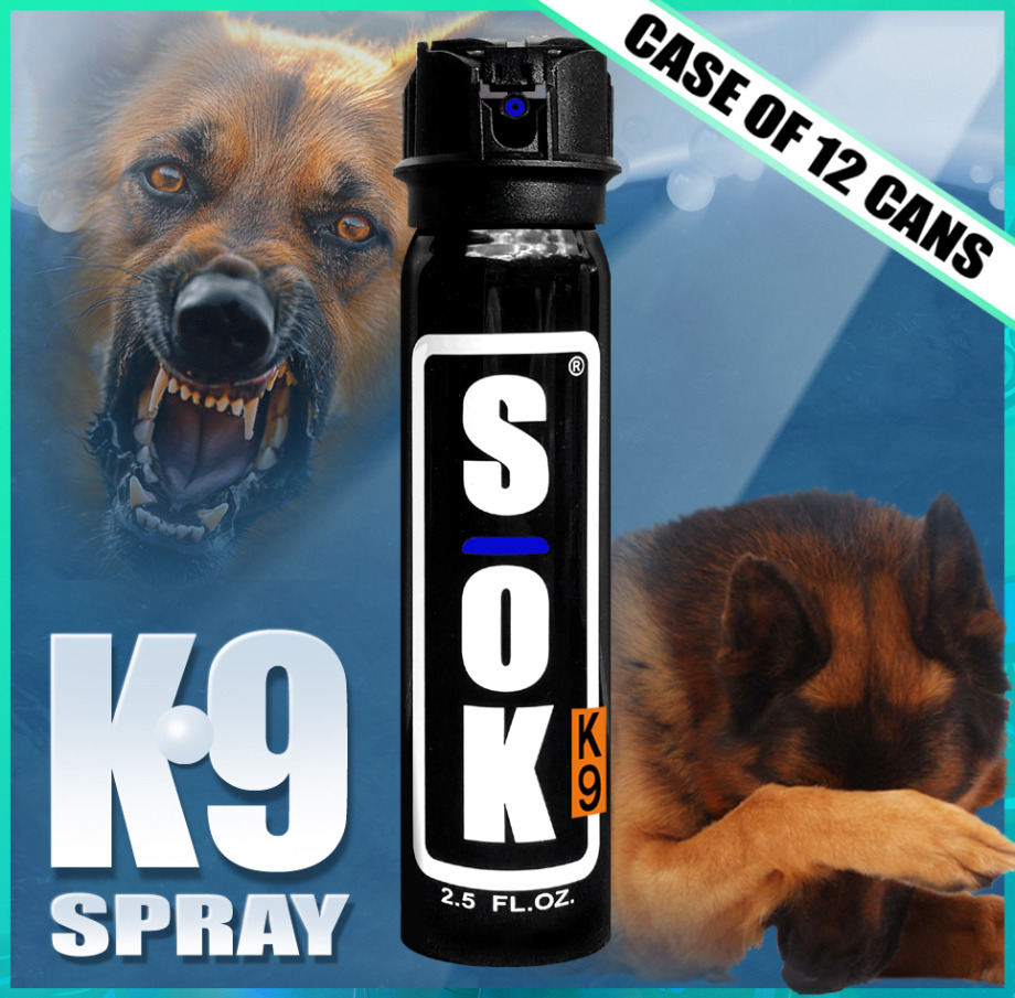 SOK K9 Defense Spray Case of 12 Cans At 2.5 FLOZ Each Lethal Defense Alternative 